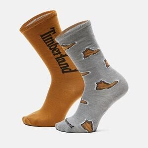 2-Pack Timberland All Over Print Crew Sock sz small